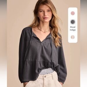 Lucky Brand Tiered Babydoll Textured Top